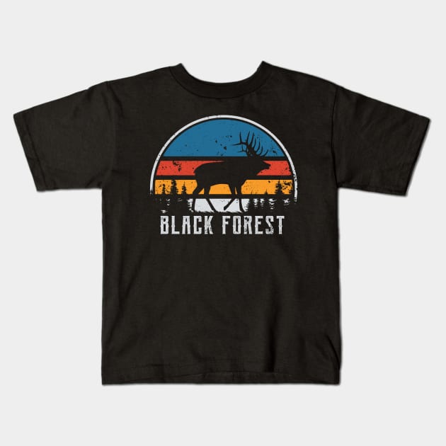 Hirsch Black Forest Germany Vintage Retro Kids T-Shirt by Foxxy Merch